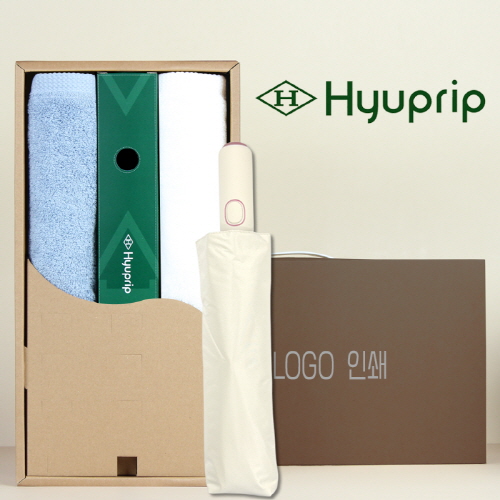 코마40수180호텔타월 2P+협립 3단60 8K 와인하트 암막 완전자동우산 세트