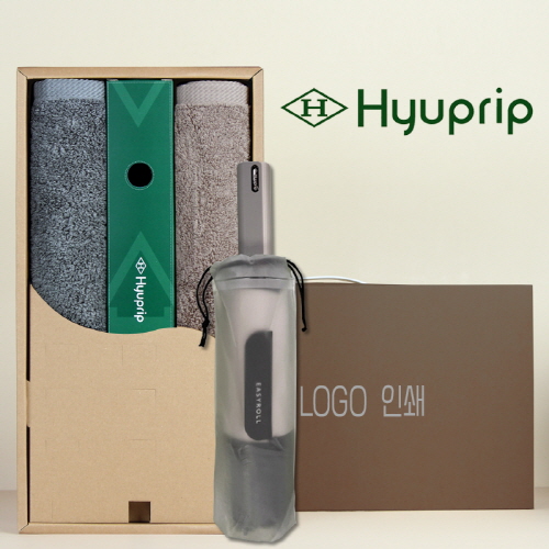 코마40수200호텔타월 2P+협립 이지롤 거꾸로 완전자동 우산 세트