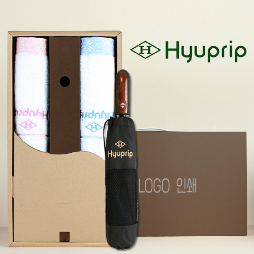 협립 눈꽃타월 2P+협립 3단70 완전자동 우산 세트
