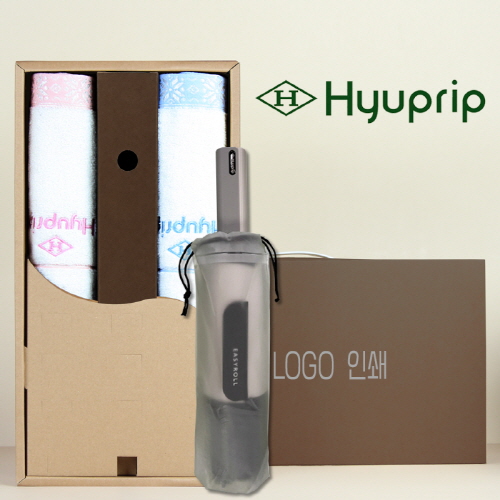 협립 눈꽃타월 2P+협립 이지롤 거꾸로 완전자동 우산 세트