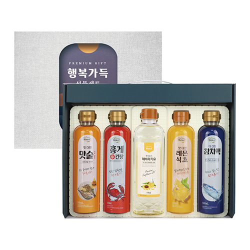 행복가득 선물세트 (맛술+홍게간장+해바라기유+레몬식초+참치액)