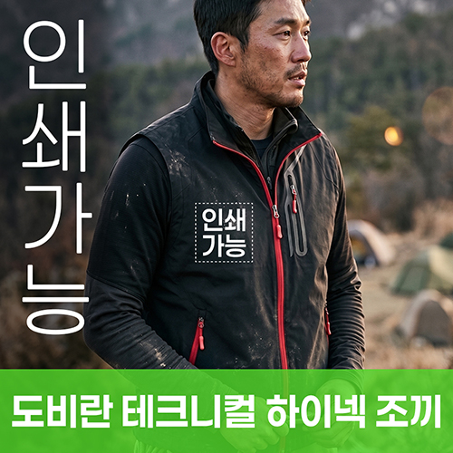 도비란 테크니컬 하이넥 조끼 주문제작 전사인쇄
