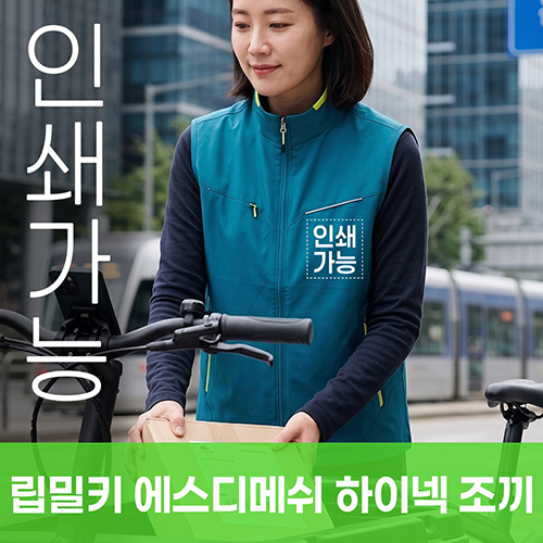 립밀키 에스디메쉬 하이넥 조끼 주문제작 전사인쇄
