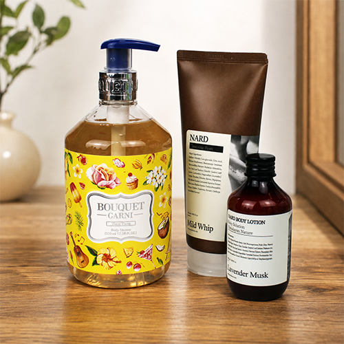 부케가르니 바디워시 520ml + Nard 클렌징폼 180ml + 바디로션 100ml + 끈케이스