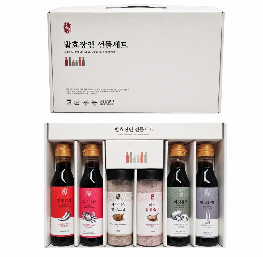 [순창발효장인 선물세트 6종] 고추간장/홍게간장/버섯간장/멸치간장/차가버섯암영소금/비트암염소금