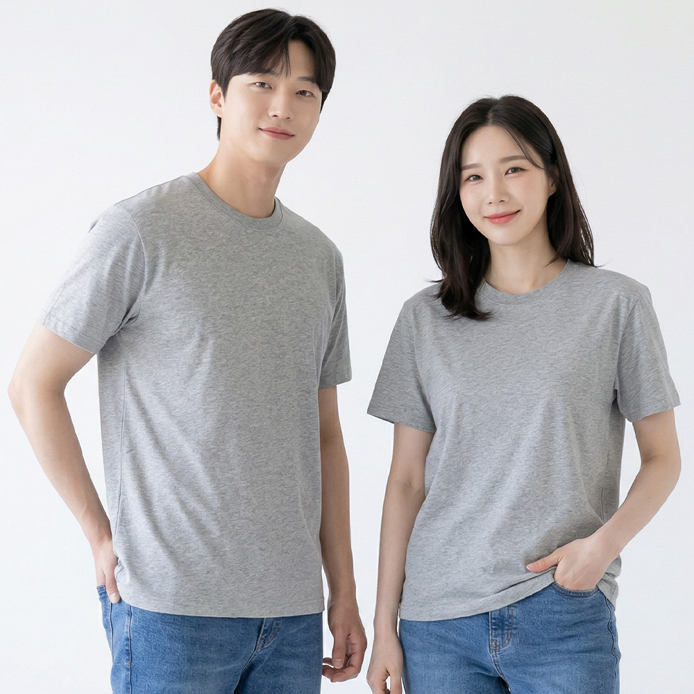 매직 20수 세미 오버핏 라운드 반팔 티셔츠 덤블워싱