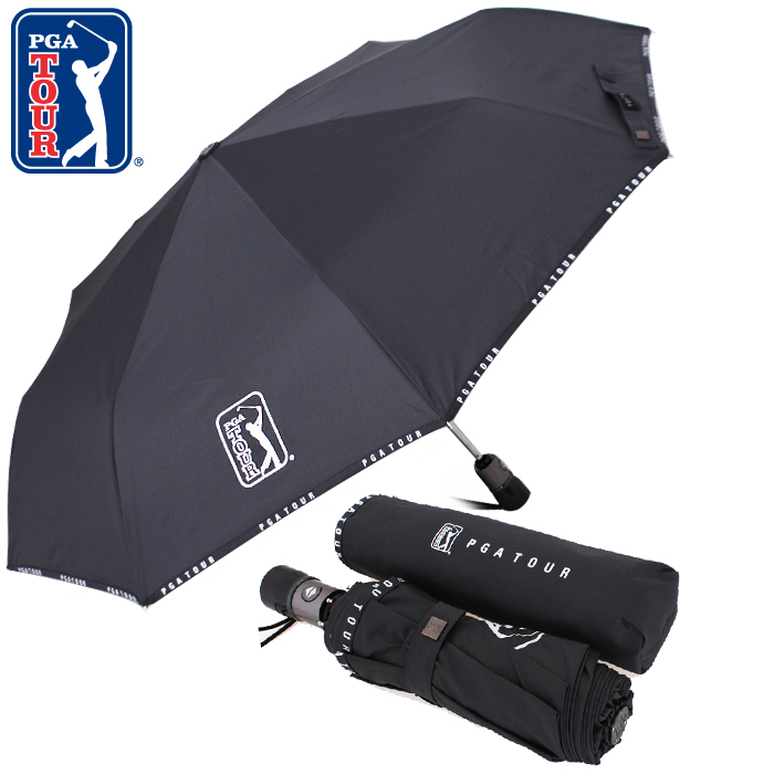 PGA 3단 로고 바이어스 완전자동 우산