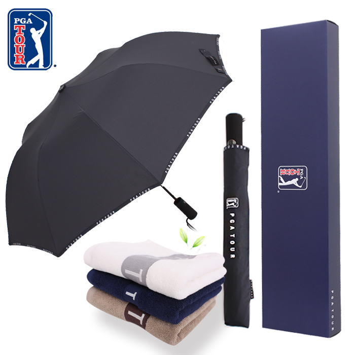 PGA 2단 로고 바이어스+130 g 면사 타올 우산 선물세트